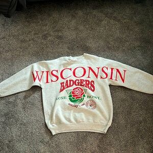Grey and Red Wisconsin Rose Bowl Crewneck